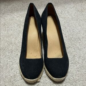 J. Crew Black Espadrille Wedges